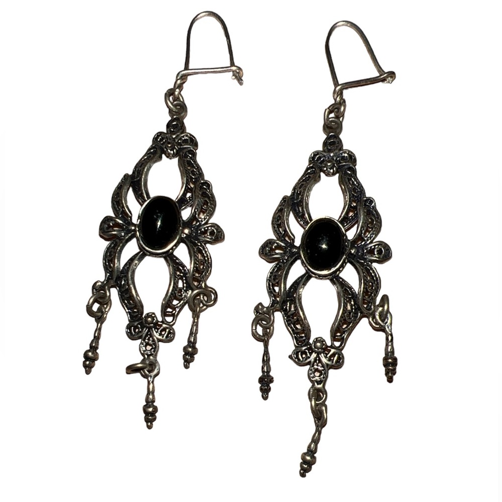 Final Price! Vintage Black and Silver Earrings